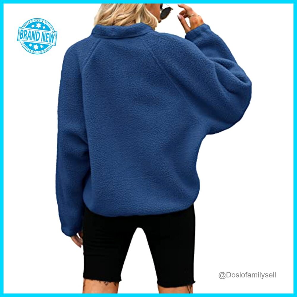 Fuzzy Sherpa Fleece Jacket Oversized Cropped Button Down Winter Outerwear - Picture 4 of 6
